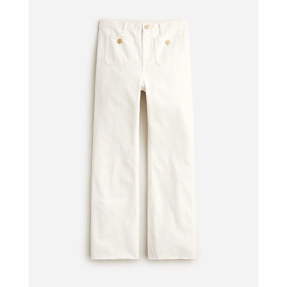 J. Crew  Sailor Mid Rise Relaxed Demi Boot Jean White New Size 25
